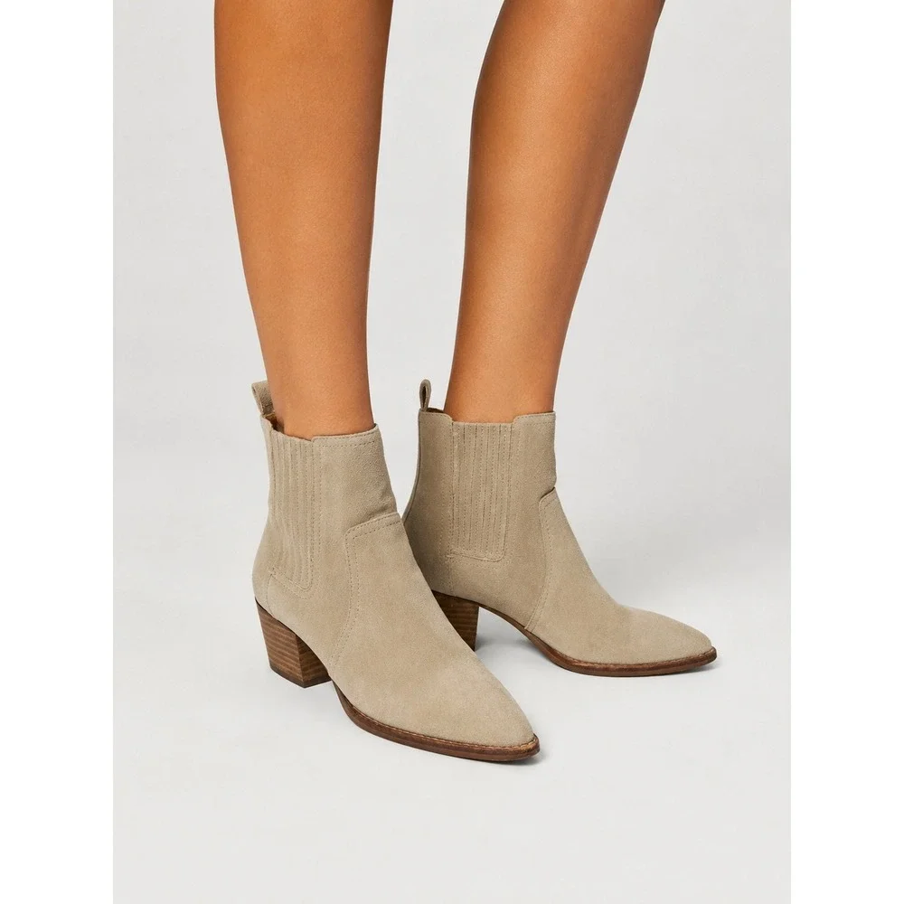 Madewell Tan Genuine Suede Leather Pointed Toe Chelsea Western Ankle Boots 8